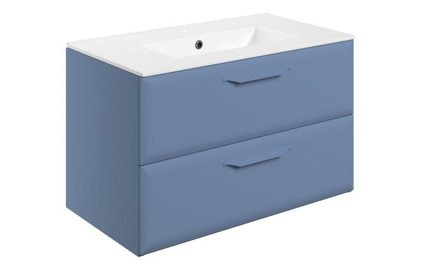 Stafford 815mm Wall Hung 2 Drawer Basin Unit w/1TH Basin - Matt Misty Blue